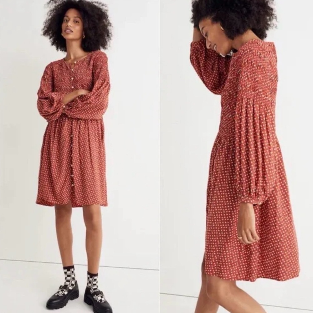 Madewell Red Long Sleeve Dress